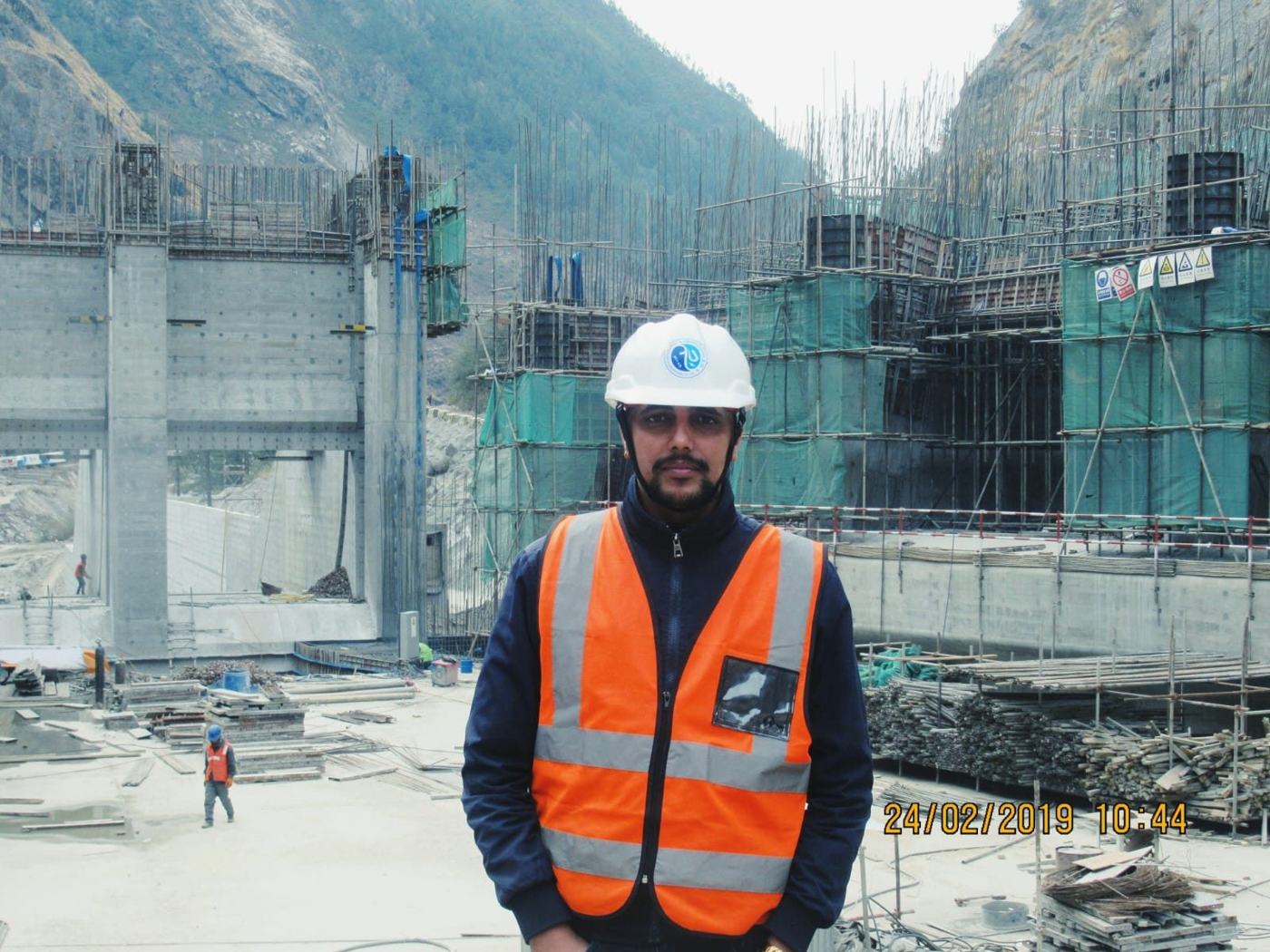 Puspa Raj Ghimire supervising works at the Rasuwagadhi powerhouse site